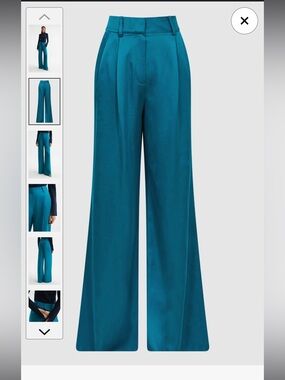 Reiss Rina Wide-Leg High-Waist Pants in Teal